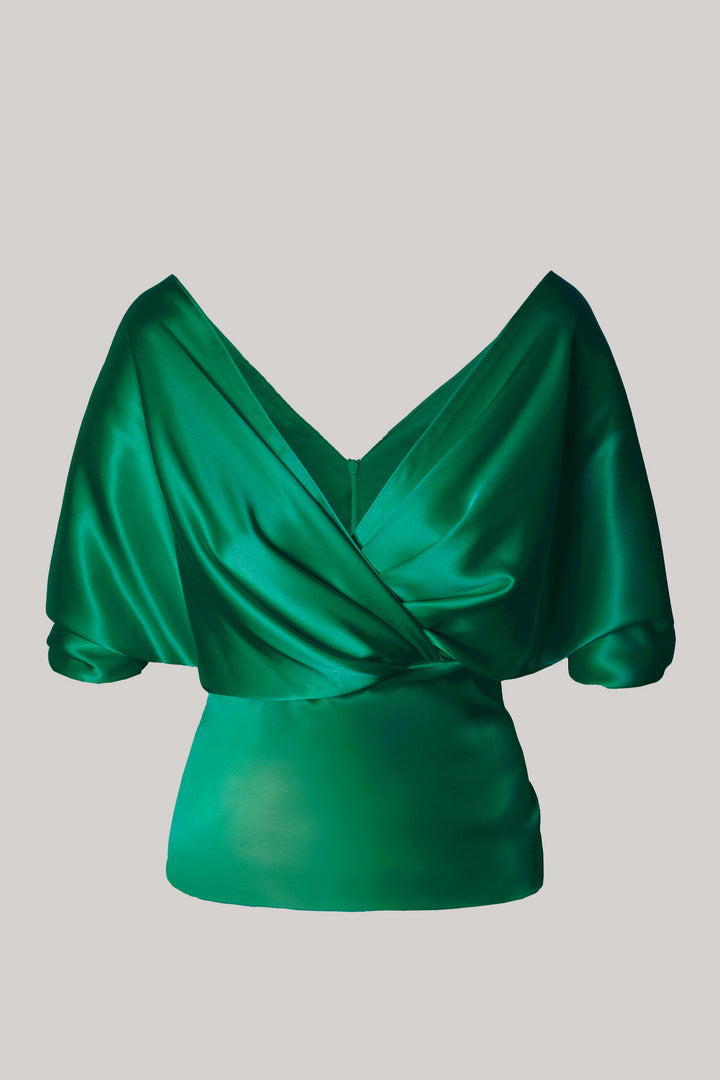 Reese Silk Top In Emerald
