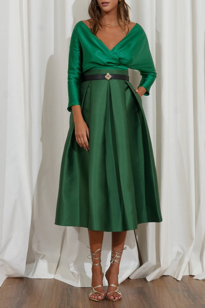 Reese Silk Top In Emerald