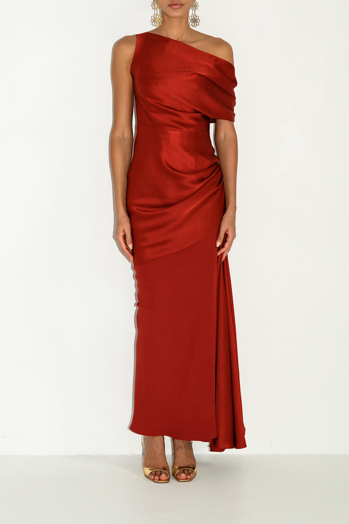 Sylvie Midi Skirt In Mahogany