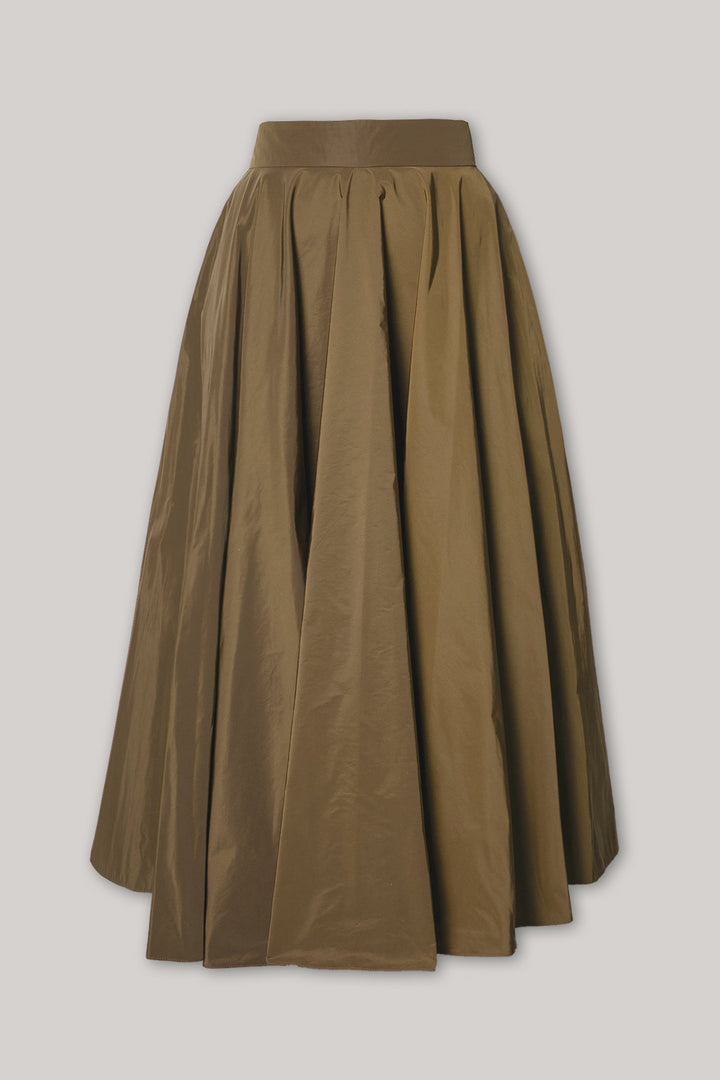 Taffeta Midi Skirt In Caffe-Latte