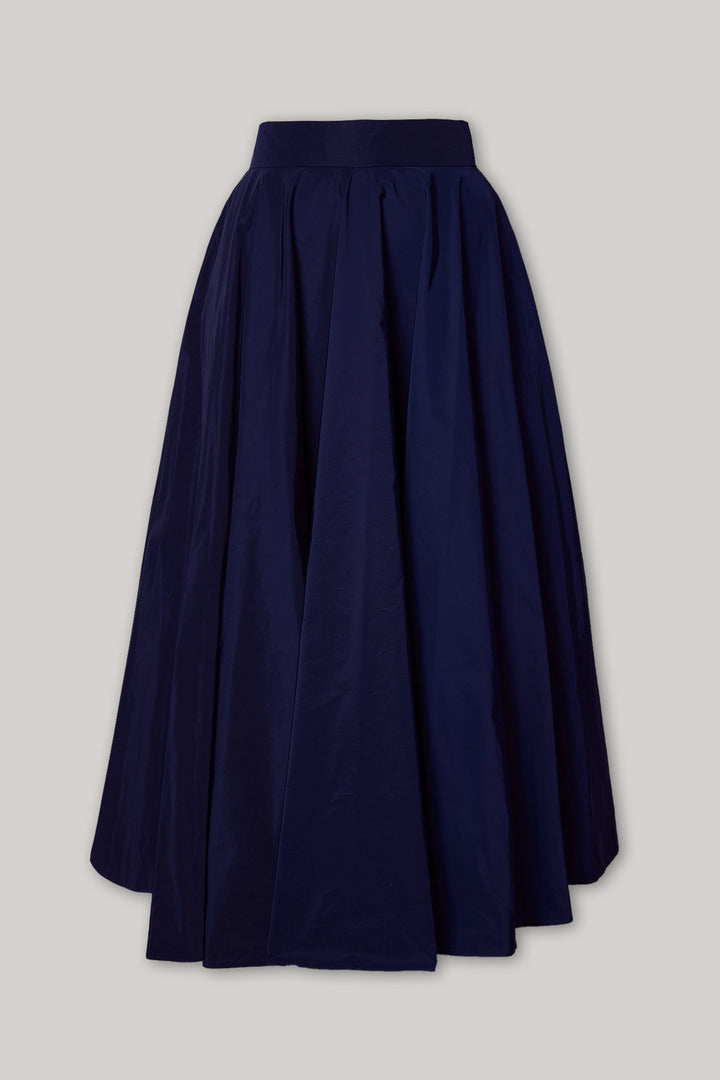 Taffeta Midi Skirt In Midnight-Blue