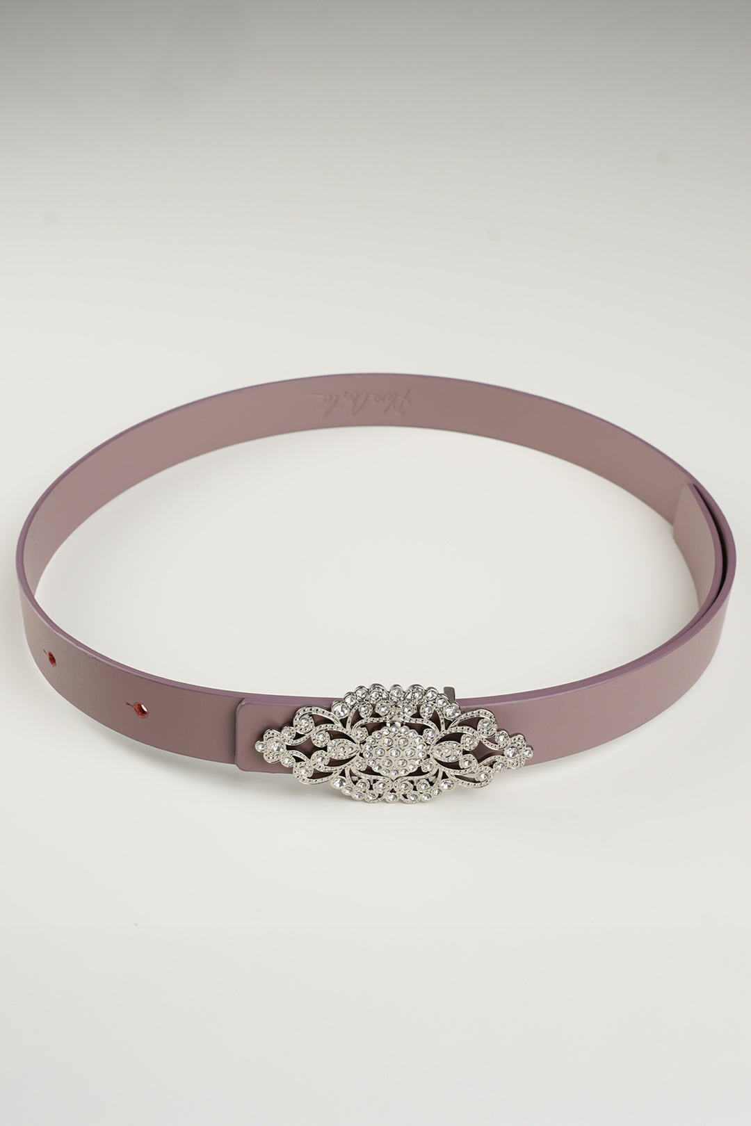 Baroque Aubergine Leather Waist Belt With Silver Buckle