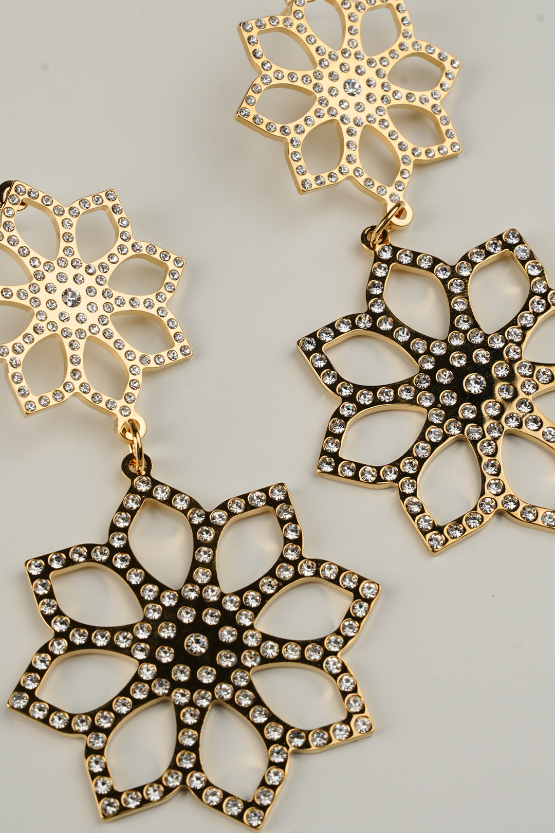 Lotus Earrings with Crystals In Gold