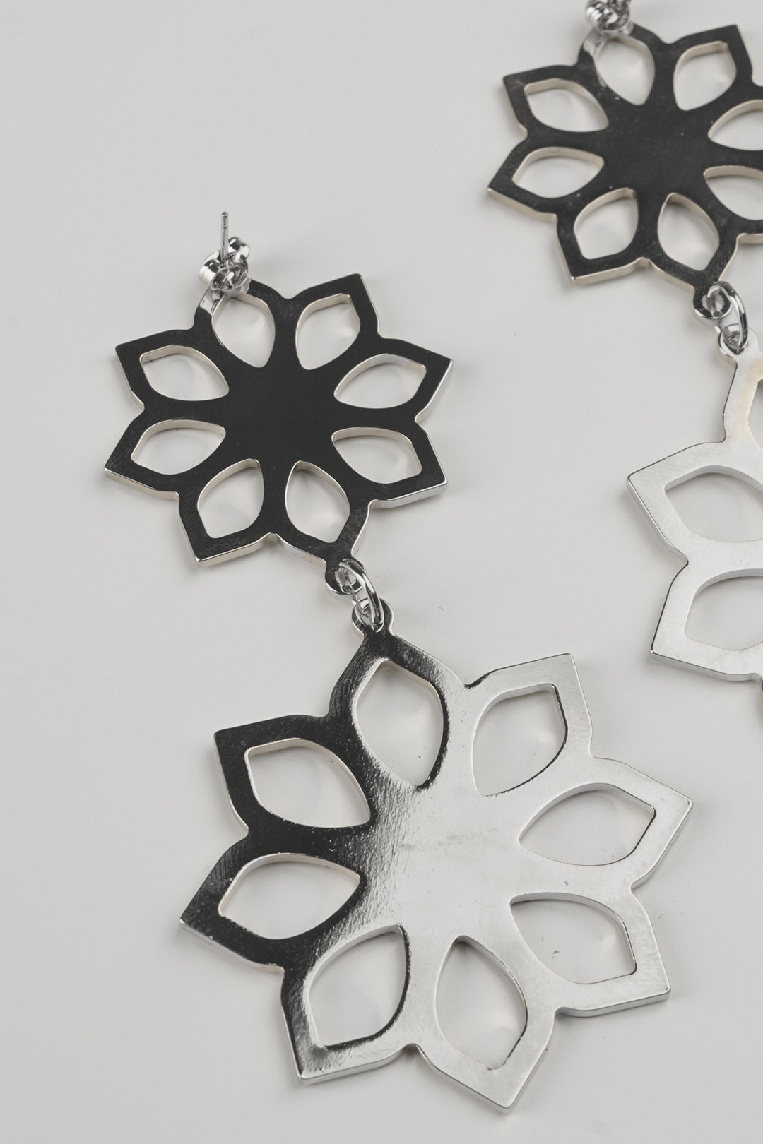 Lotus Earrings with Crystals In Silver