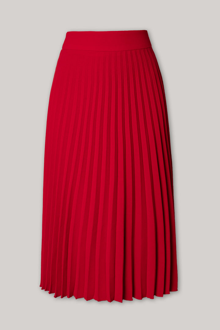 Pleated Crepe Midi Skirt In True Red