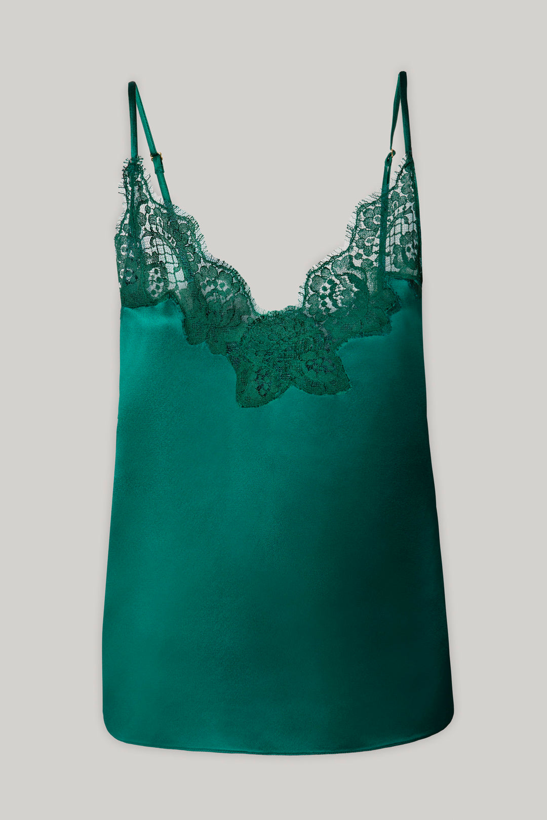 Emerald Lace Embroidered Satin Top