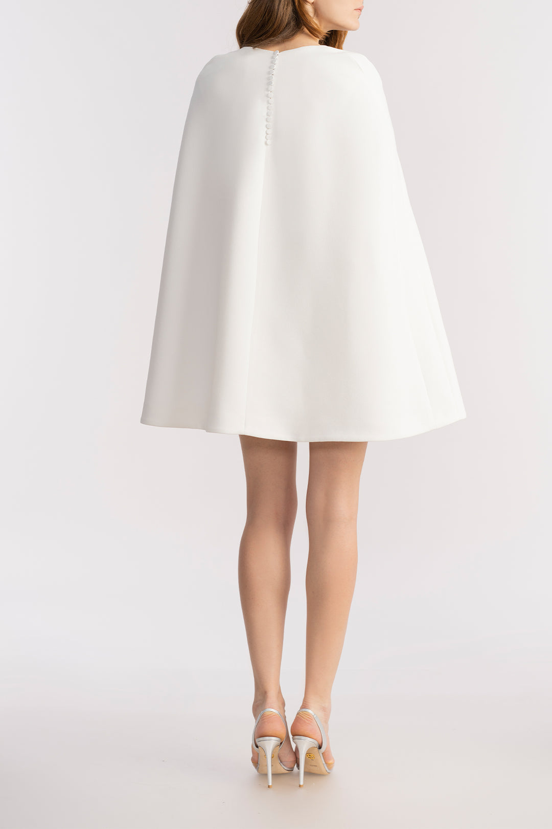 Dalia Cape-Effect Ivory Dress