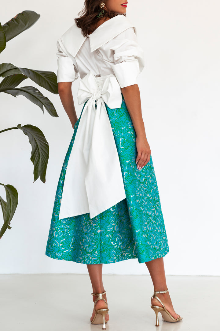 Jasmine Brocade Skirt In Teal