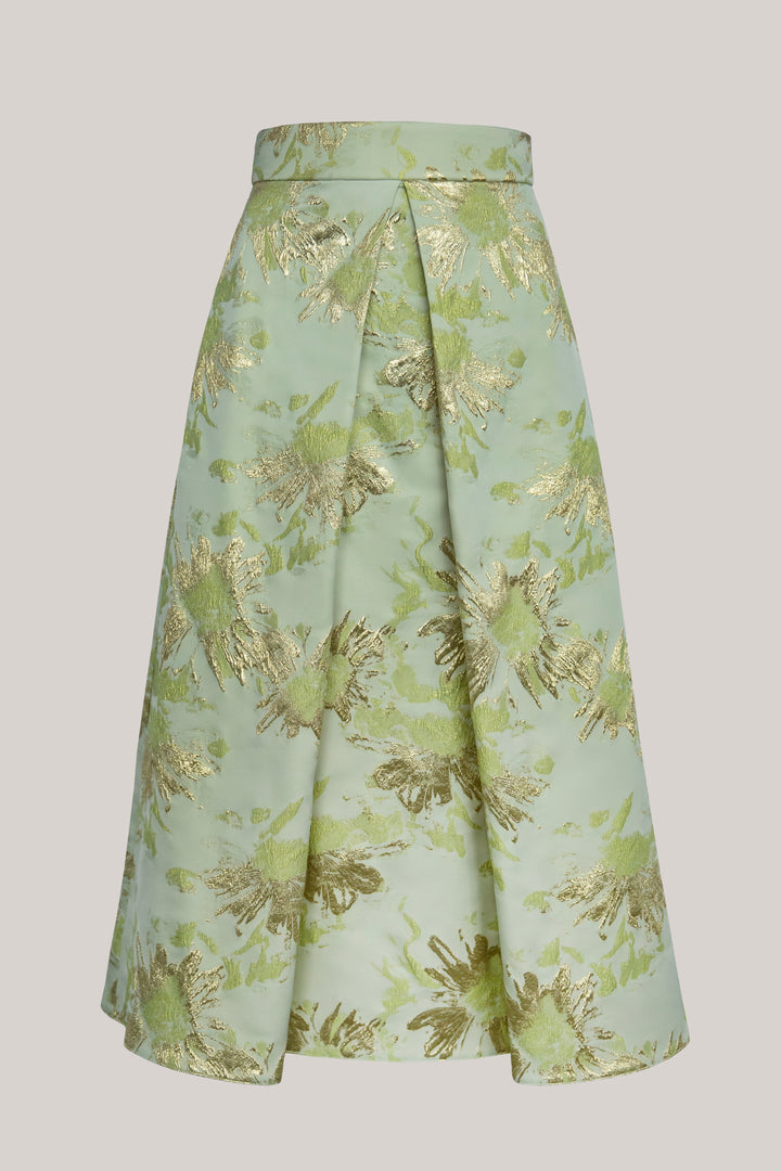 Jasmine Brocade Skirt In Pistachio