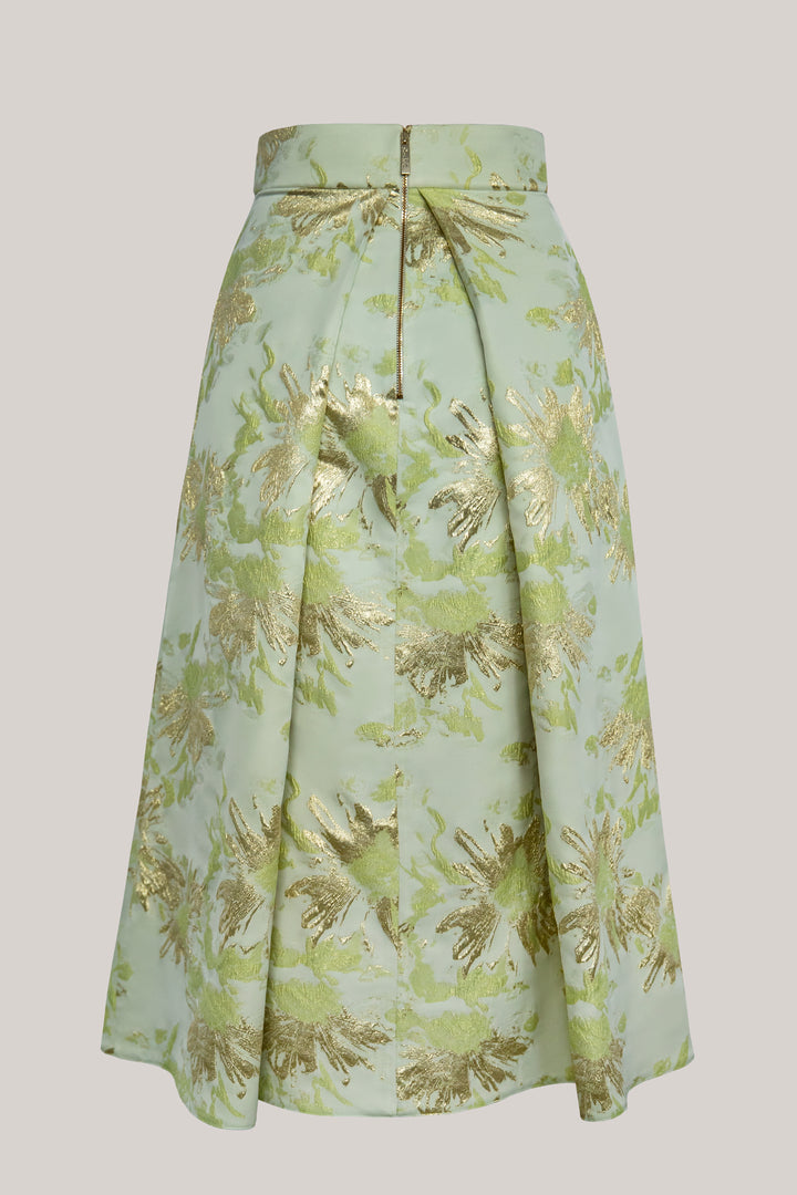 Jasmine Brocade Skirt In Pistachio