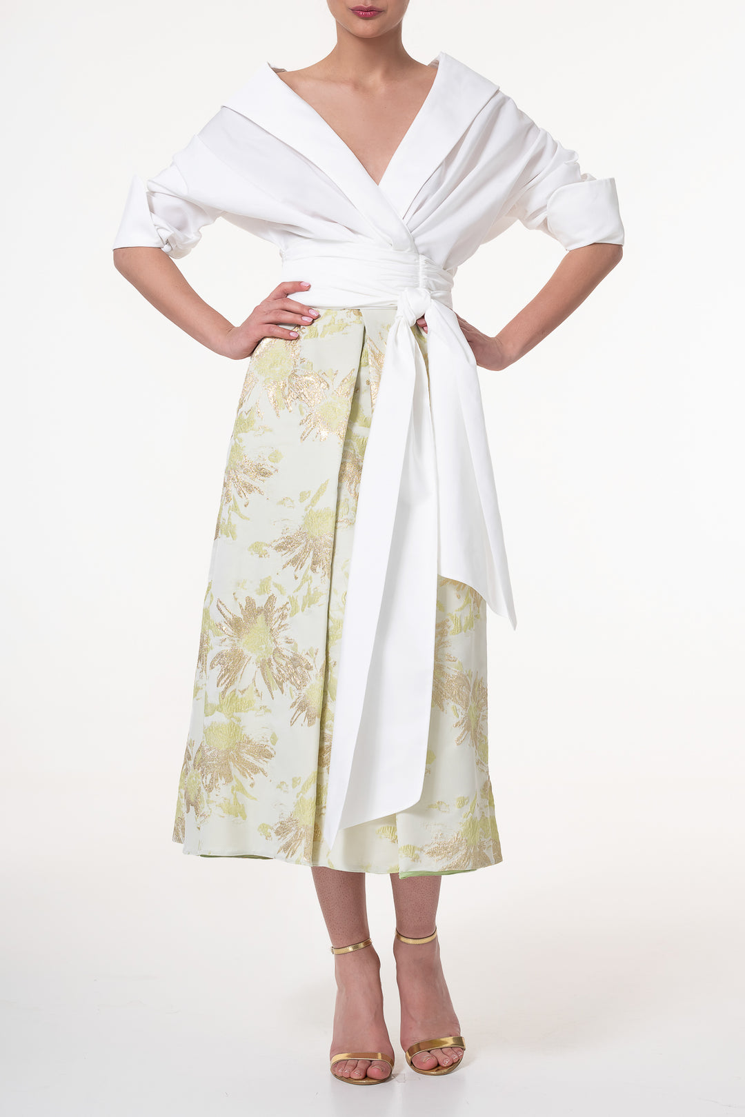 Jasmine Brocade Skirt In Pistachio