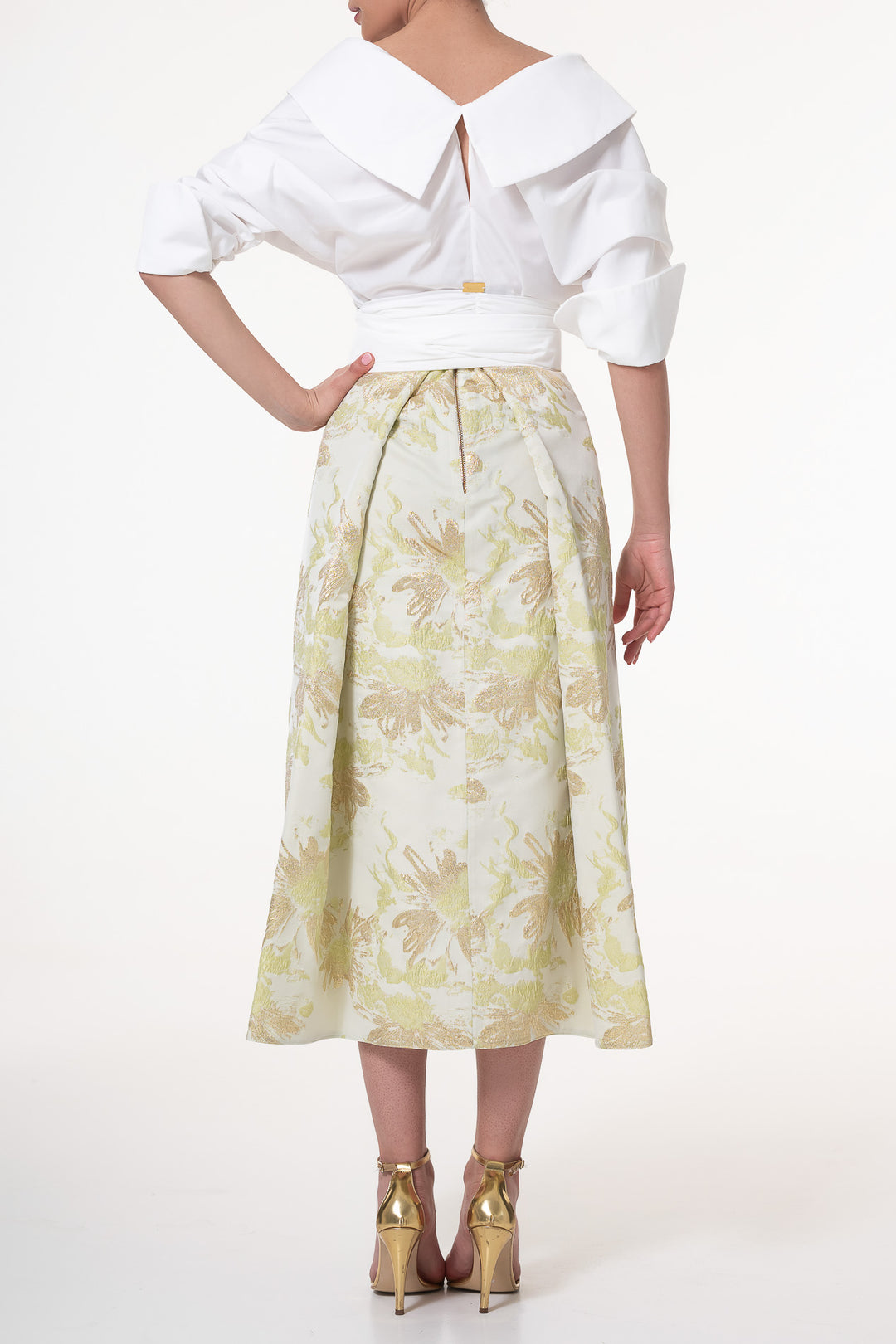 Jasmine Brocade Skirt In Pistachio