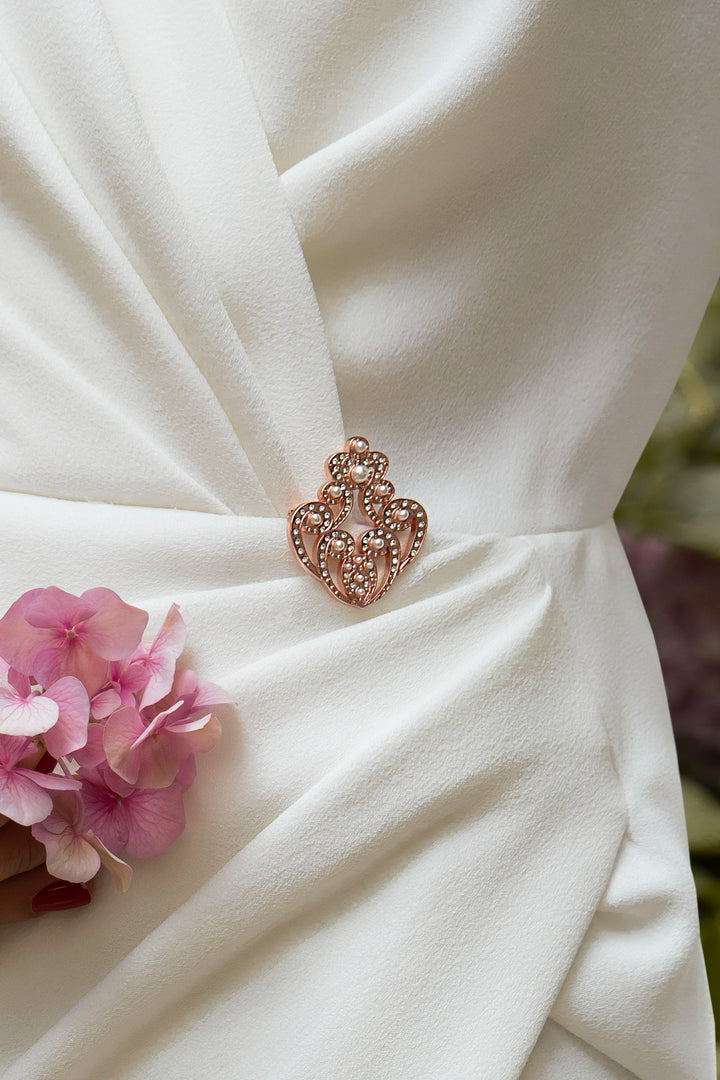 The Crown Brooch - Rose-Gold With Pearls