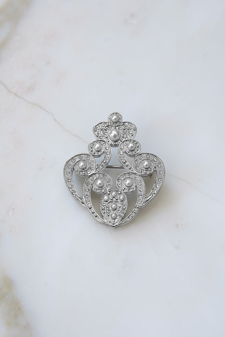 The Crown Brooch - Silver With Pearls