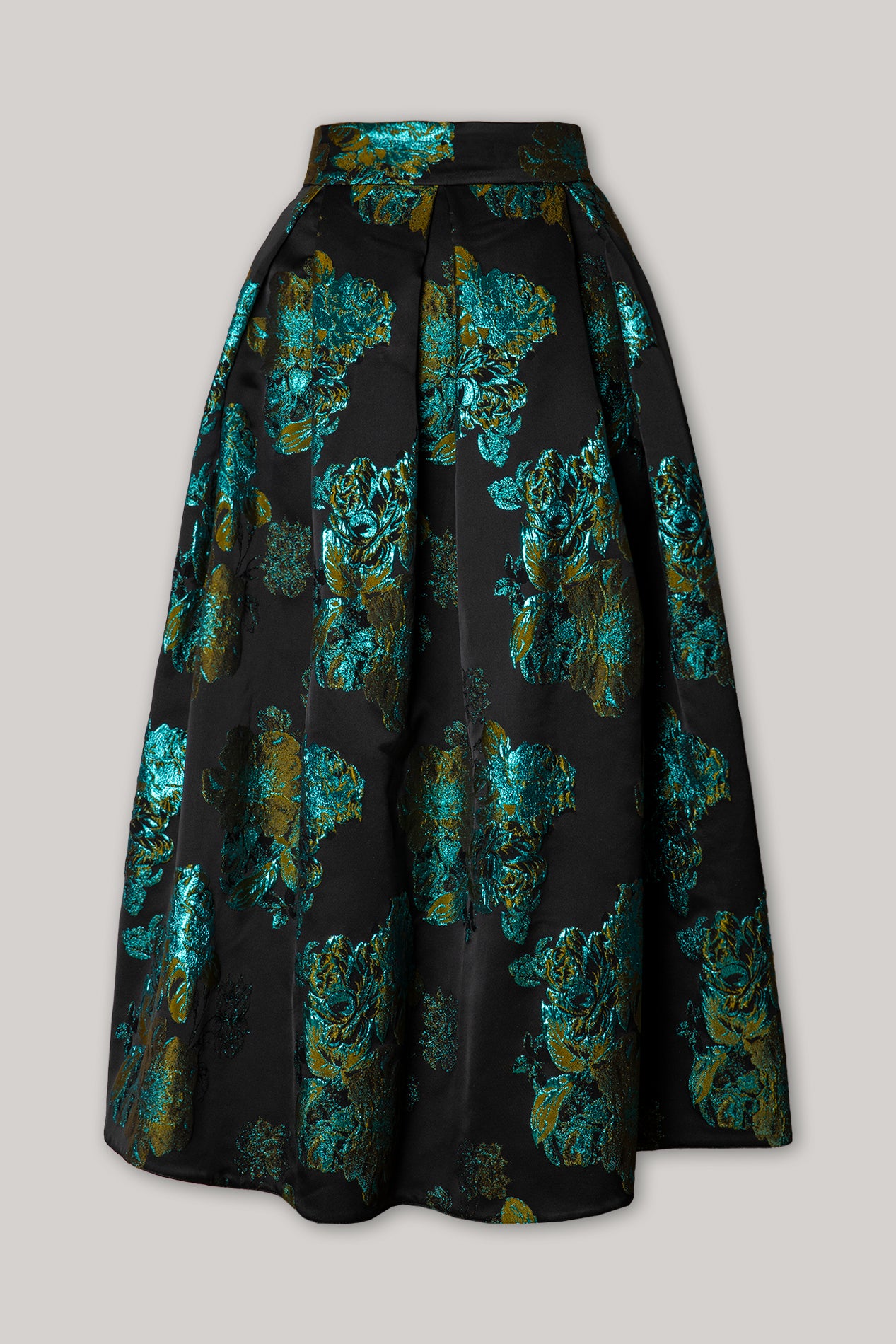 Jasmine Flower Brocade Skirt In Black Turqoise – Rhea Costa