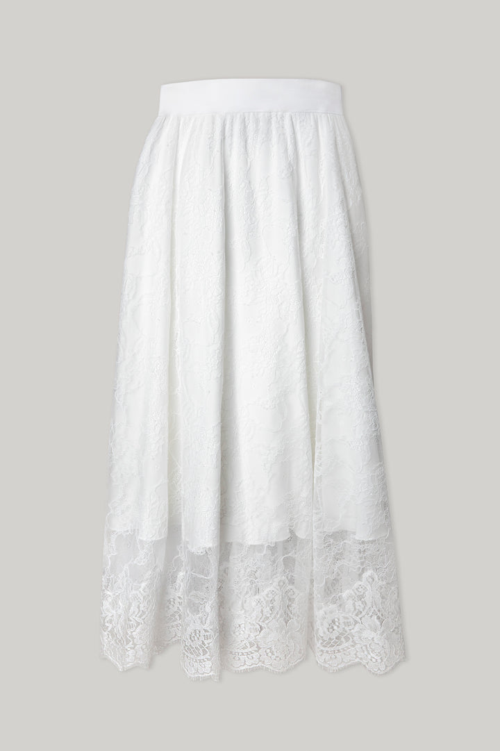 Midi Lace Ivory Skirt With Midi Underskirt