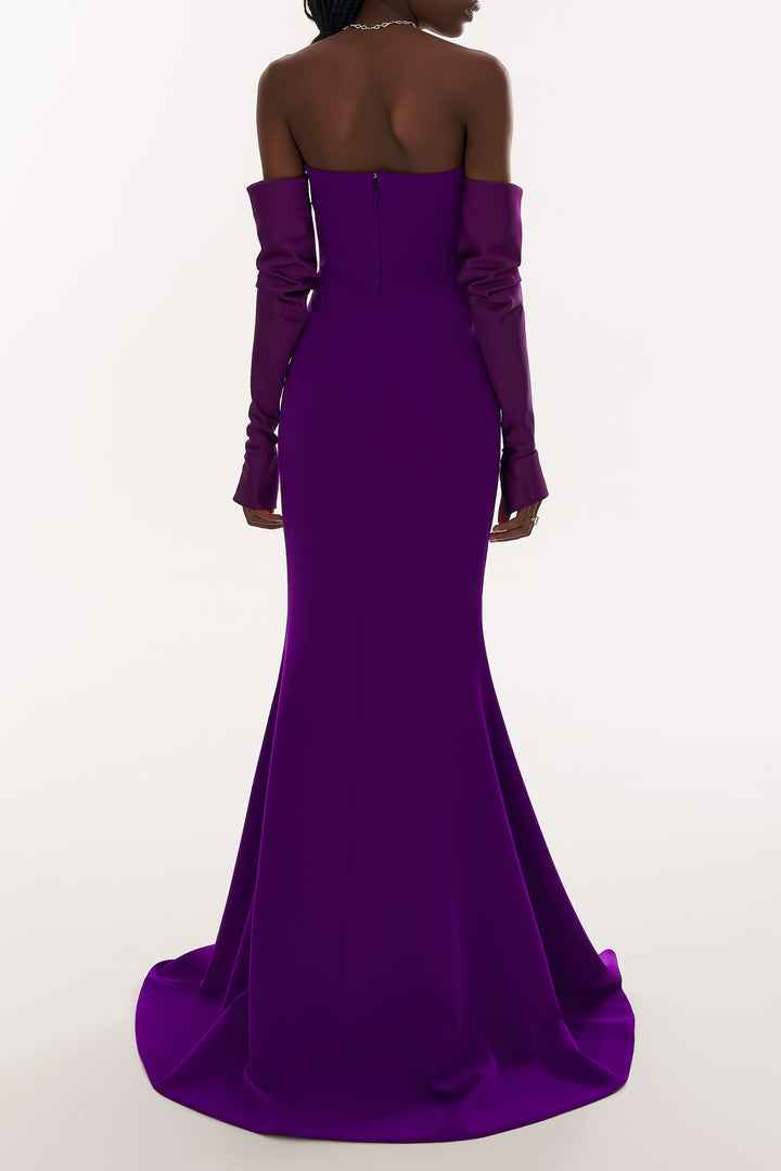 Raven Royal Purple Crepe Long Dress