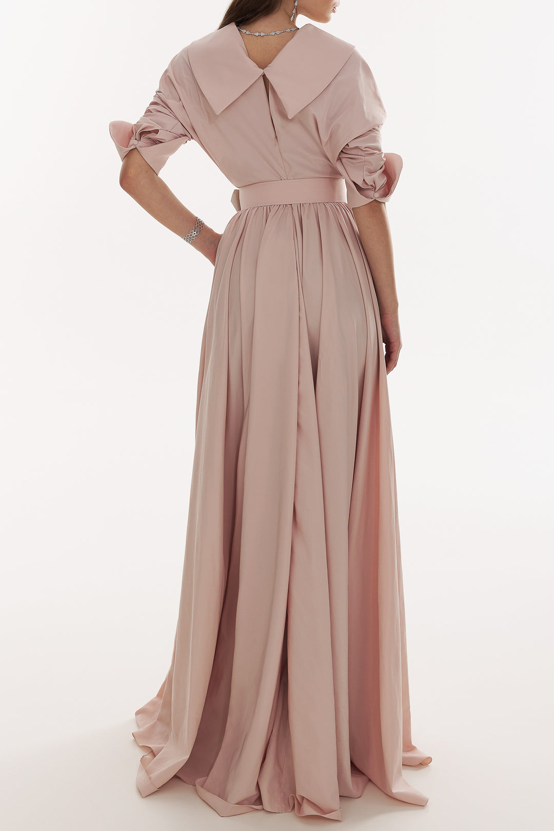 Carrie Taffeta Long Dress In Blush