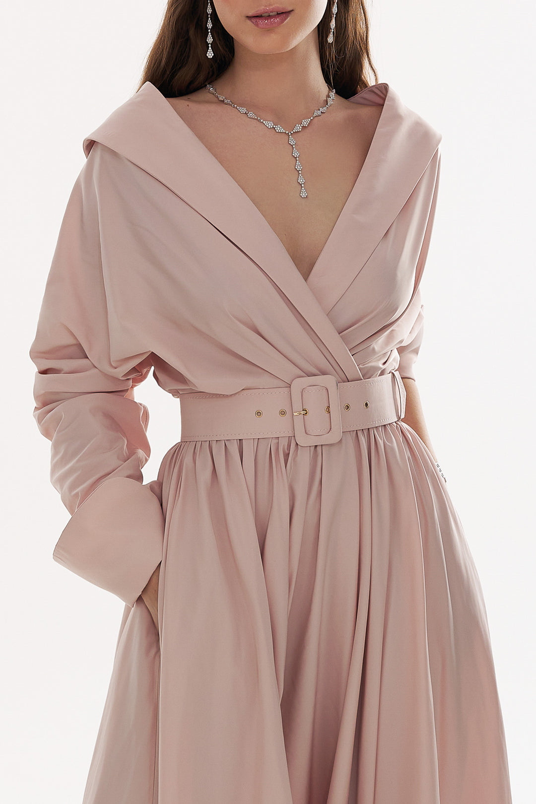 Carrie Taffeta Long Dress In Blush